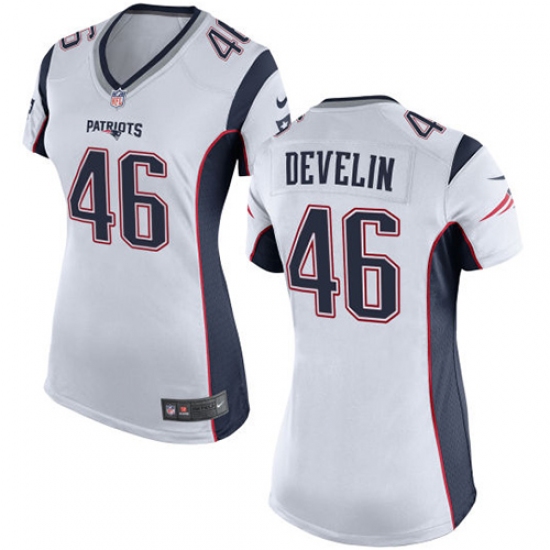 Women's Nike New England Patriots 46 James Develin Game White NFL Jersey