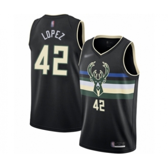 Youth Milwaukee Bucks 42 Robin Lopez Swingman Black Finished Basketball Jersey - Statement Edition