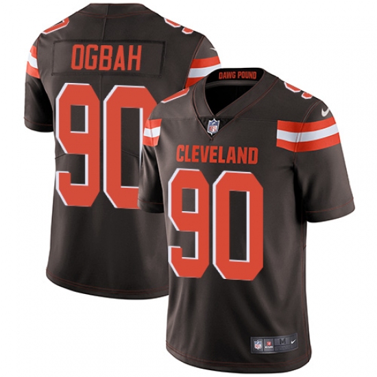 Men's Nike Cleveland Browns 90 Emmanuel Ogbah Brown Team Color Vapor Untouchable Limited Player NFL Jersey