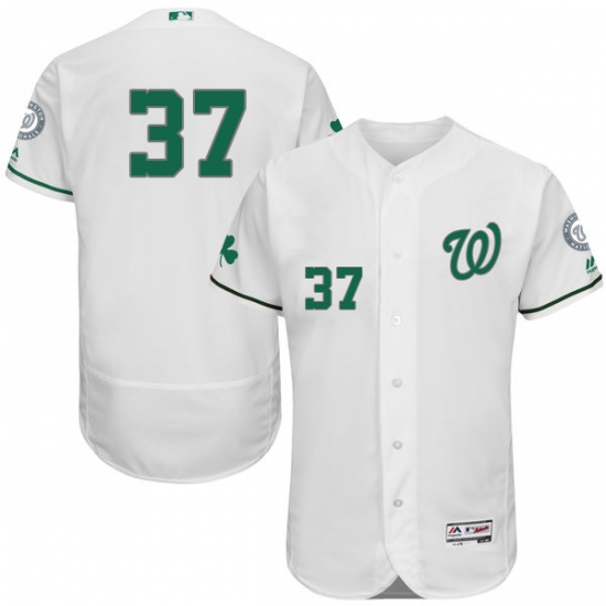 Men's Majestic Washington Nationals 37 Stephen Strasburg White Celtic Flexbase Authentic Collection MLB Jersey