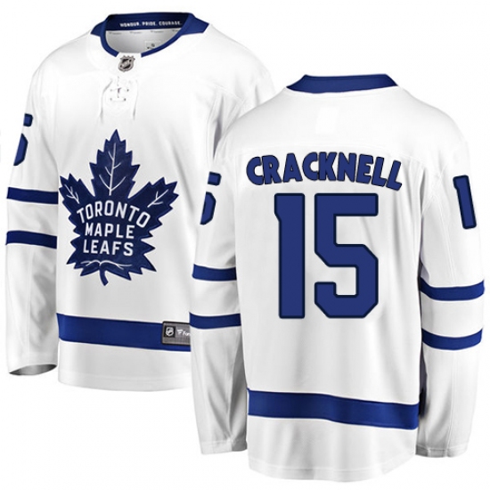 Youth Toronto Maple Leafs 15 Adam Cracknell Authentic White Away Fanatics Branded Breakaway NHL Jersey