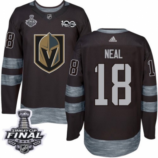 Men's Adidas Vegas Golden Knights 18 James Neal Authentic Black 1917-2017 100th Anniversary 2018 Stanley Cup Final NHL Jersey