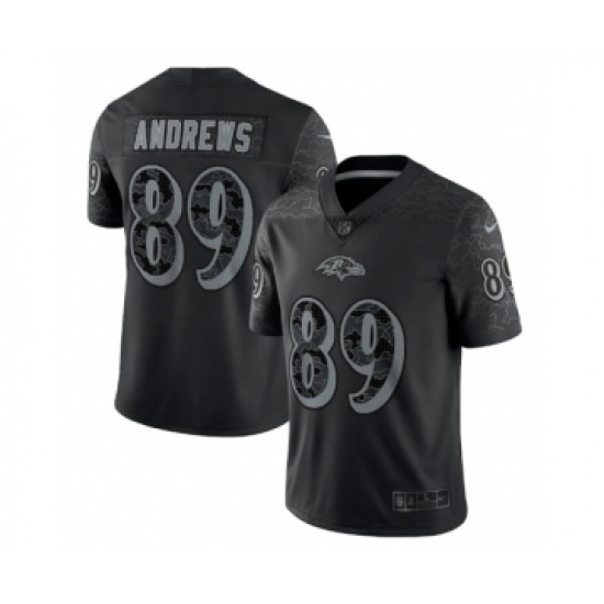 Men's Baltimore Ravens 89 Mark Andrews Black Reflective Limited Stitched Football Jersey