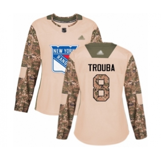 Women's New York Rangers 8 Jacob Trouba Authentic Camo Veterans Day Practice Hockey Jersey