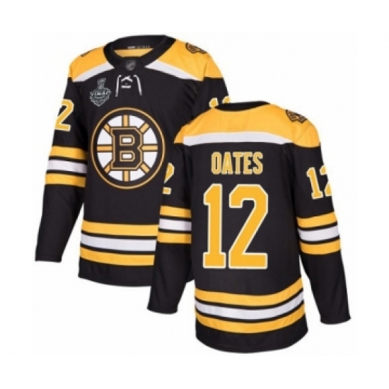 Men's Boston Bruins 12 Adam Oates Authentic Black Home 2019 Stanley Cup Final Bound Hockey Jersey