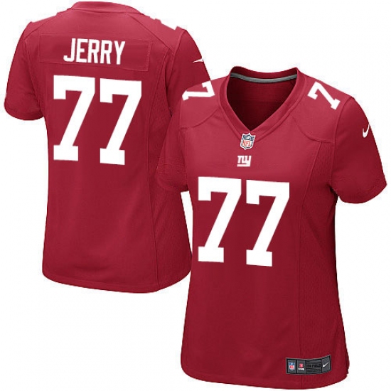 Women's Nike New York Giants 77 John Jerry Game Red Alternate NFL Jersey