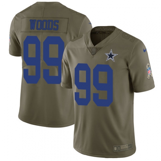 Youth Nike Dallas Cowboys 99 Antwaun Woods Limited Olive 2017 Salute to Service NFL Jersey
