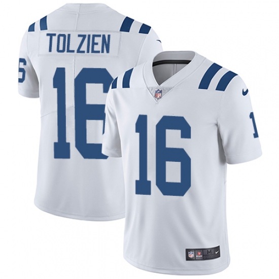 Youth Nike Indianapolis Colts 16 Scott Tolzien Elite White NFL Jersey