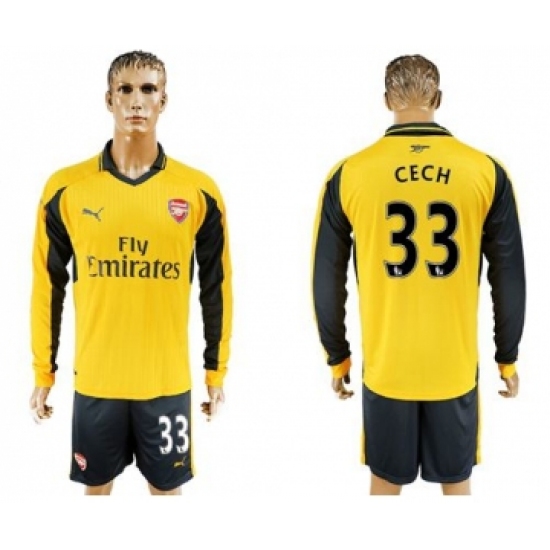 Arsenal 33 Cech Away Long Sleeves Soccer Club Jersey