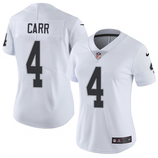 Women's Nike Oakland Raiders 4 Derek Carr Elite White NFL Jersey