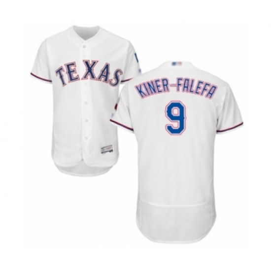 Men's Texas Rangers 9 Isiah Kiner-Falefa White Home Flex Base Authentic Collection Baseball Player Jersey