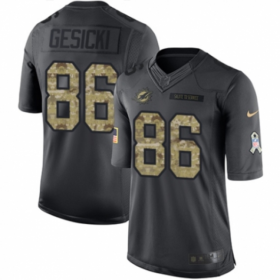 Men's Nike Miami Dolphins 86 Mike Gesicki Limited Black 2016 Salute to Service NFL Jersey