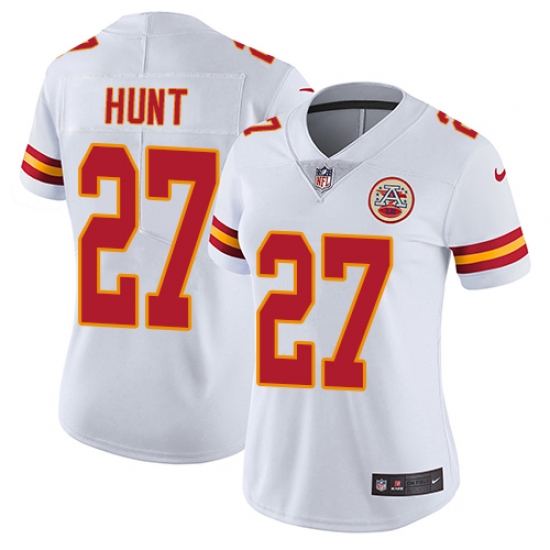 Women's Nike Kansas City Chiefs 27 Kareem Hunt White Vapor Untouchable Limited Player NFL Jersey