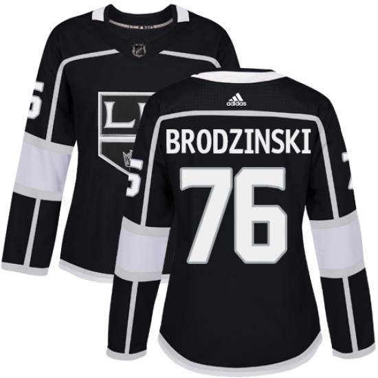 Women's Adidas Los Angeles Kings 76 Jonny Brodzinski Authentic Black Home NHL Jersey