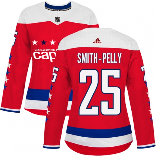 Women's Adidas Washington Capitals 25 Devante Smith-Pelly Authentic Red Alternate NHL Jersey