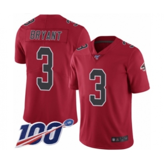 Men's Atlanta Falcons 3 Matt Bryant Limited Red Rush Vapor Untouchable 100th Season Football Jersey