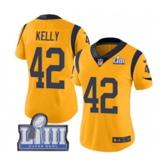 Women's Nike Los Angeles Rams 42 John Kelly Limited Gold Rush Vapor Untouchable Super Bowl LIII Bound NFL Jersey