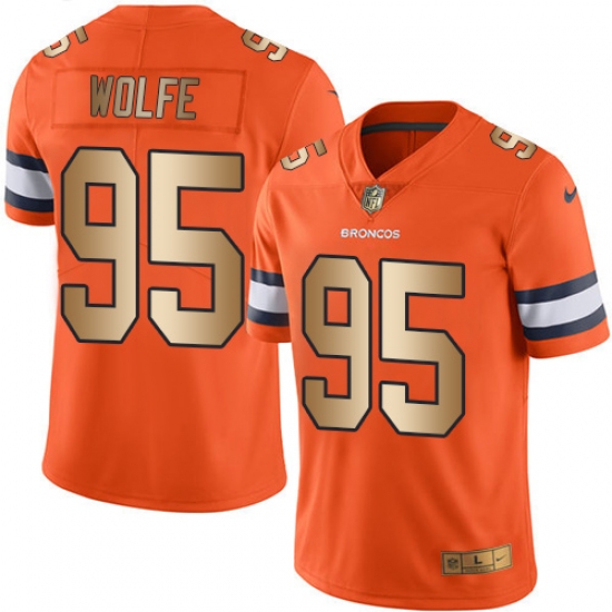 Men's Nike Denver Broncos 95 Derek Wolfe Limited Orange/Gold Rush NFL Jersey