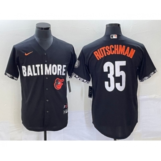 Men's Baltimore Orioles 35 Adley Rutschman Black 2023 City Connect Cool Base Stitched Jersey