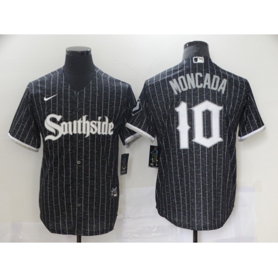 Men's Nike Chicago White Sox 10 Yoan Moncada Black Alternate Jersey