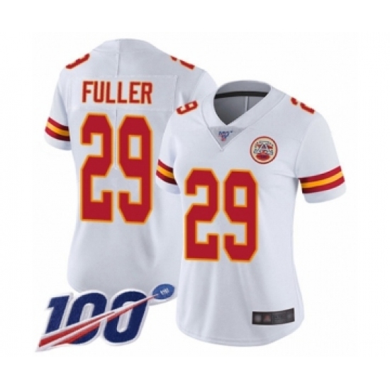 Women's Kansas City Chiefs 29 Kendall Fuller White Vapor Untouchable Limited Player 100th Season Football Jersey
