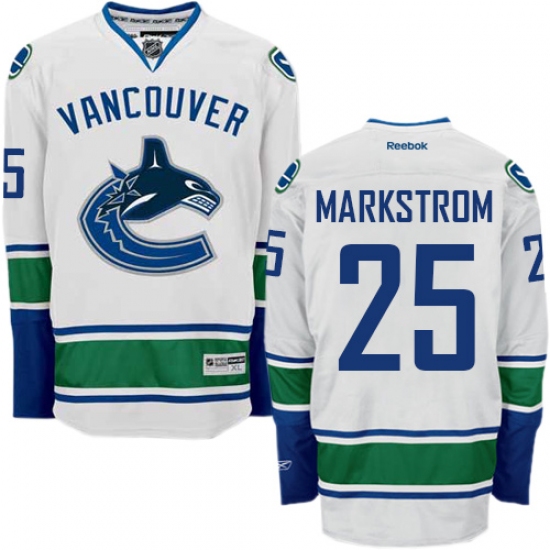 Youth Reebok Vancouver Canucks 25 Jacob Markstrom Authentic White Away NHL Jersey