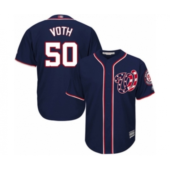 Youth Washington Nationals 50 Austin Voth Authentic Navy Blue Alternate 2 Cool Base Baseball Player Jersey