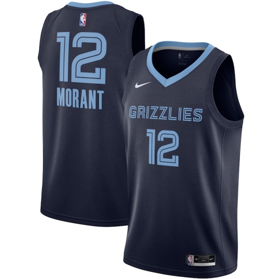 Men's Memphis Grizzlies 12 Ja Morant Nike Navy 2020-21 Swingman Jersey