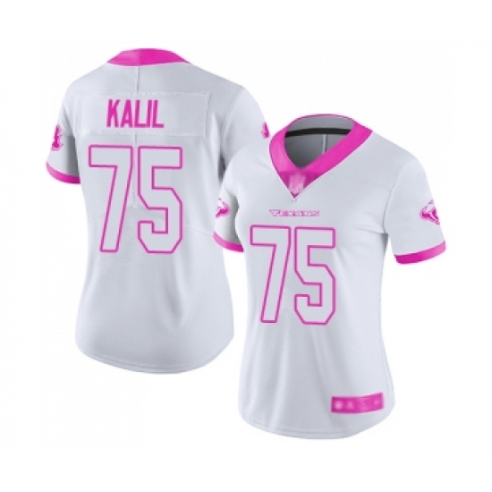Women's Houston Texans 75 Matt Kalil Limited White Pink Rush Fashion Football Jersey