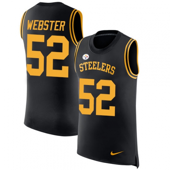 Men's Nike Pittsburgh Steelers 52 Mike Webster Limited Black Rush Player Name & Number Tank Top NFL Jersey