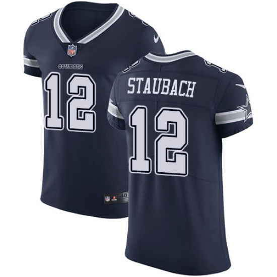 Men's Nike Dallas Cowboys 12 Roger Staubach Navy Blue Team Color Vapor Untouchable Elite Player NFL Jersey