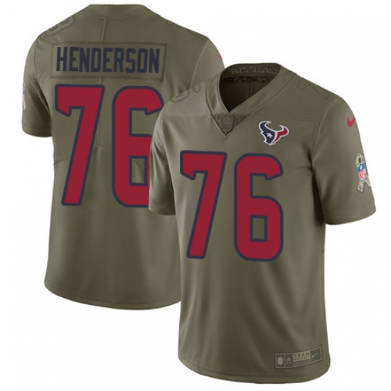 Men's Nike Houston Texans 76 Seantrel Henderson Limited Olive 2017 Salute to Service NFL Jersey