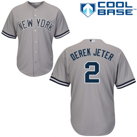 Youth Majestic New York Yankees 2 Derek Jeter Replica Grey Road MLB Jersey