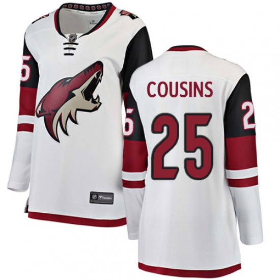 Women's Arizona Coyotes 25 Nick Cousins Authentic White Away Fanatics Branded Breakaway NHL Jersey