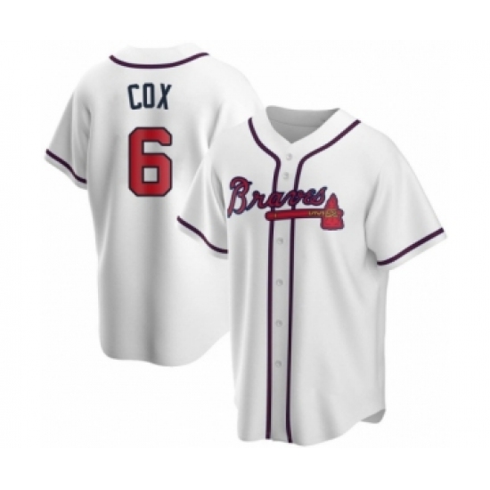 Men's Bobby Cox 6 Atlanta Braves White Replica Home Jersey