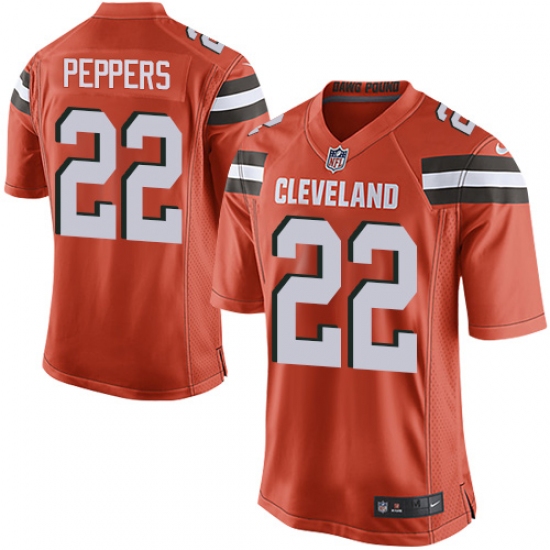 Men's Nike Cleveland Browns 22 Jabrill Peppers Game Orange Alternate NFL Jersey