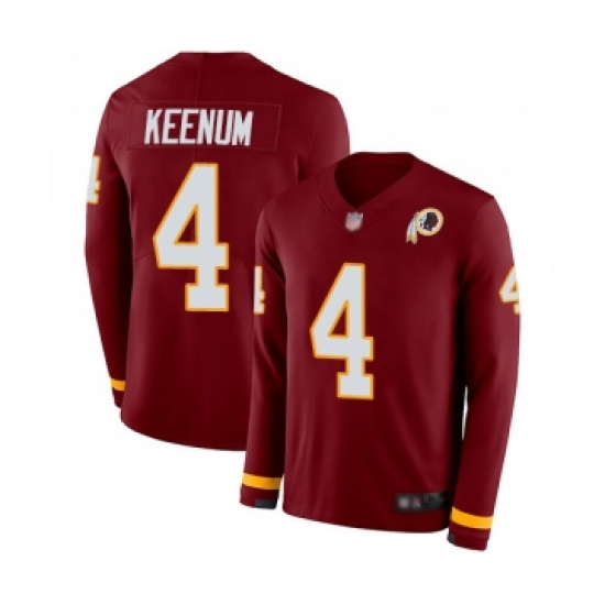 Men's Washington Redskins 4 Case Keenum Limited Burgundy Therma Long Sleeve Football Jersey