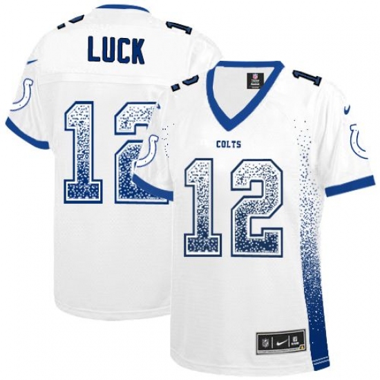 Women's Nike Indianapolis Colts 12 Andrew Luck Elite White Drift Fashion NFL Jersey