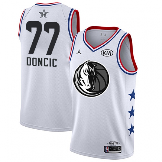 Youth Nike Dallas Mavericks 77 Luka Doncic White Basketball Jordan Swingman 2019 All-Star Game Jersey