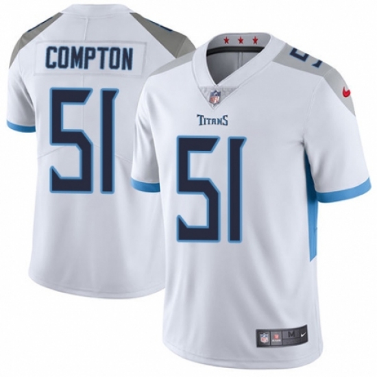 Men's Nike Tennessee Titans 51 Will Compton White Vapor Untouchable Limited Player NFL Jersey