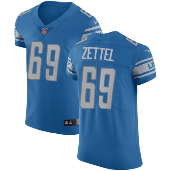 Men's Nike Detroit Lions 69 Anthony Zettel Blue Team Color Vapor Untouchable Elite Player NFL Jersey