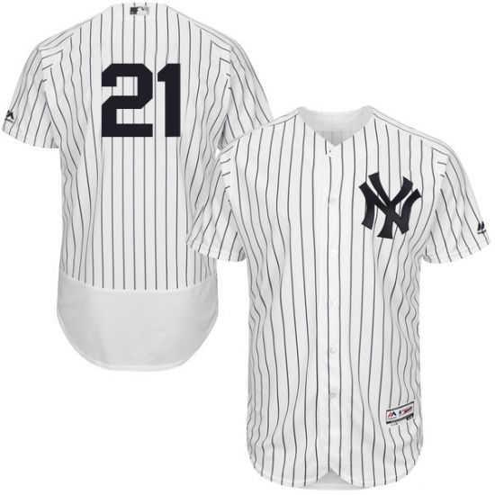 Men's Majestic New York Yankees 21 Paul O'Neill White Home Flex Base Authentic Collection MLB Jersey