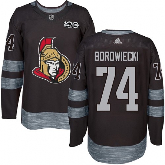 Men's Adidas Ottawa Senators 74 Mark Borowiecki Authentic Black 1917-2017 100th Anniversary NHL Jersey