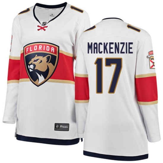 Women's Florida Panthers 17 Derek MacKenzie Authentic White Away Fanatics Branded Breakaway NHL Jersey