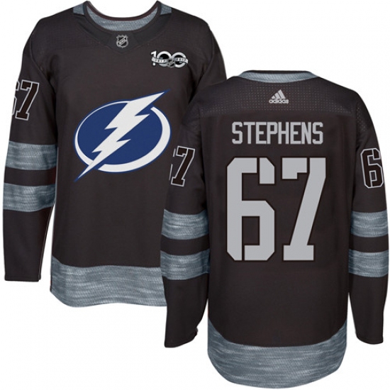 Men's Adidas Tampa Bay Lightning 67 Mitchell Stephens Authentic Black 1917-2017 100th Anniversary NHL Jersey