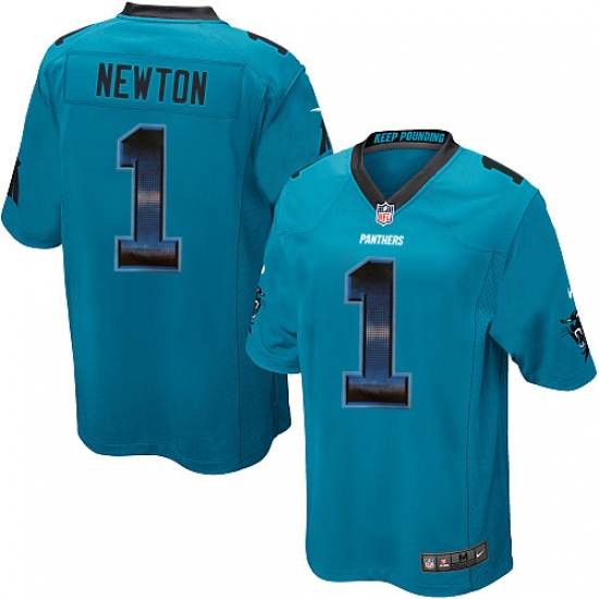 Youth Nike Carolina Panthers 1 Cam Newton Limited Blue Strobe NFL Jersey