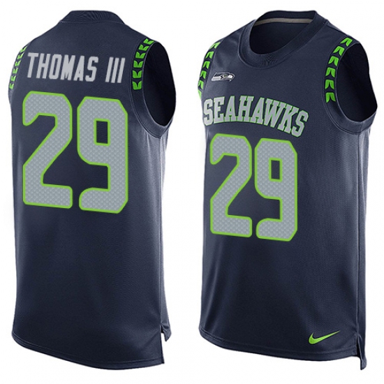 Men's Nike Seattle Seahawks 29 Earl Thomas III Limited Steel Blue Player Name & Number Tank Top NFL Jersey